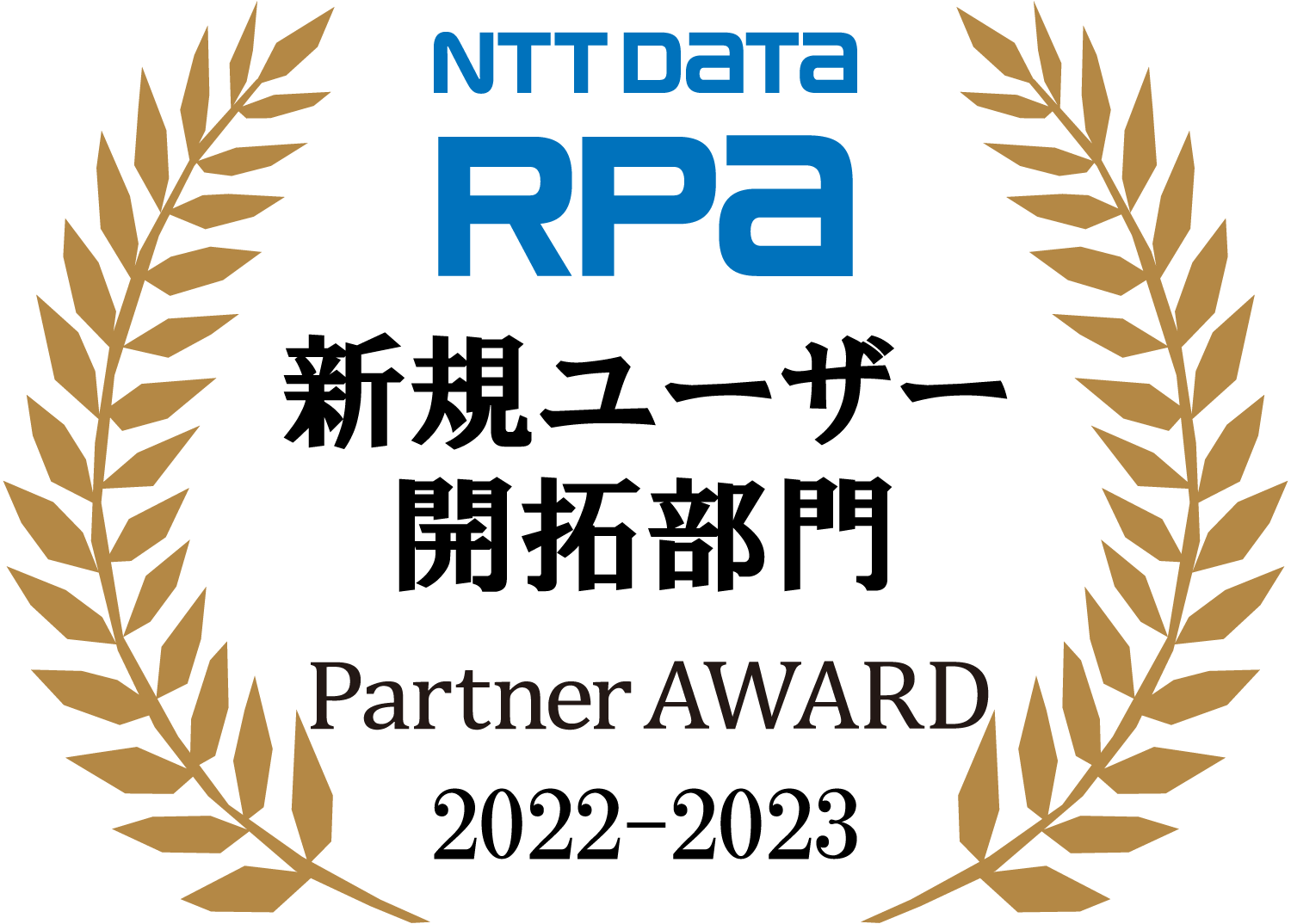 「NTT DATA RPA Partner AWARD 2022-2023」新規ユーザー開拓部門受賞