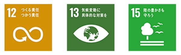 つくる責任つかう責任、気候変動に具体的な対策を、陸の豊かさも守ろう（SDGs12,13,15）