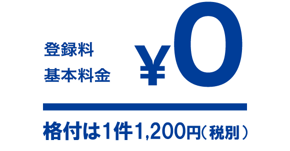 登録料 基本料金 ￥0 格付けは1件1,200円（税別）